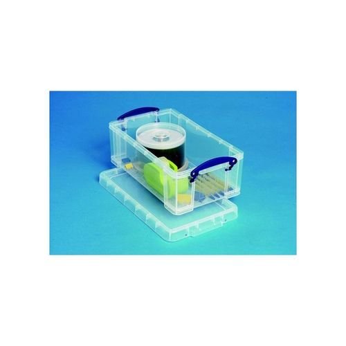 Really Useful Storage Box Plastic Lightweight Robust Stackable 5 Litre 200x340x125mm Clear Pack 3