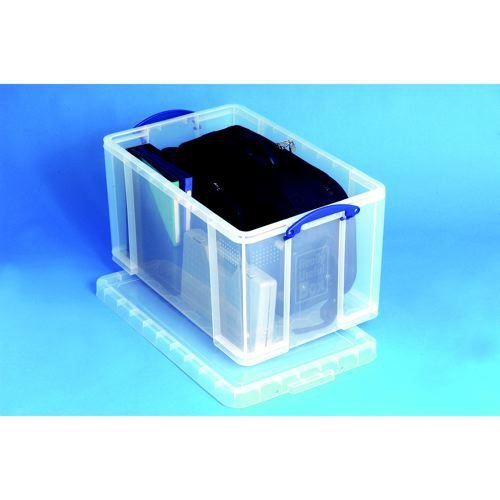 Really Useful Storage Box Plastic Lightweight Robust Stackable 84 Litre 444x710x380mm Clear Storage Containers AS9271