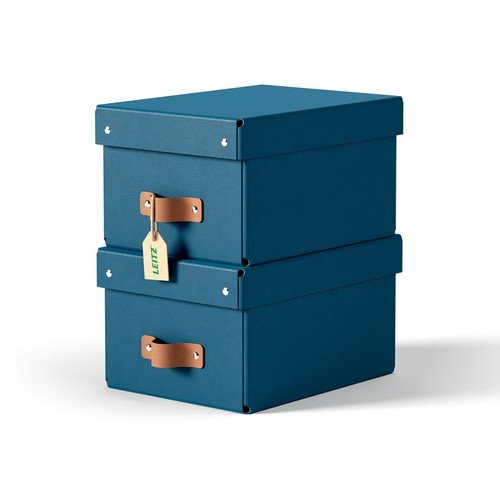 Leitz Puro Storage Box with lid small 7L 100% recycled card Dark Blue pack of 2