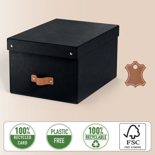Leitz Puro Storage Box with lid medium 17L 100% recycled card Black pack of 2