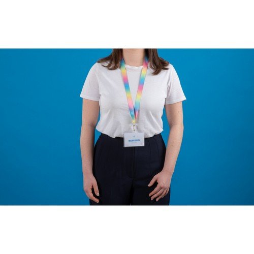 Avery 1 Rainbow pre-printed lanyard with carabiner 2cm wide