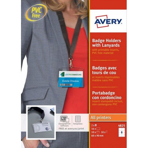 Avery Name Badge Holder with Lanyard 60x90mm 10s