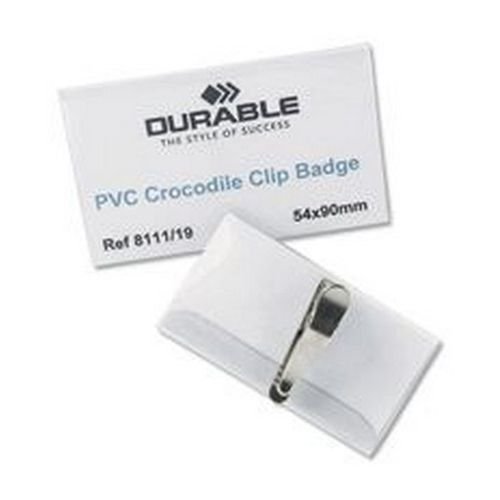 Durable Crocodile Clip Badges 54x90mm Pack 25