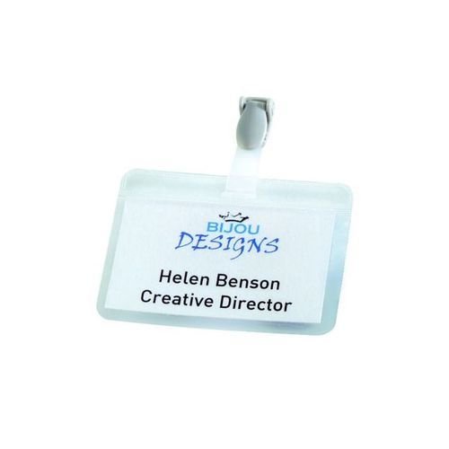 Durable Name Badge Self Laminating 54x90mm Clear Pack 25