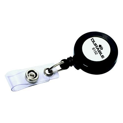 Durable Badge Reel Metal Clip and Press Fastener Charcoal Pack 10
