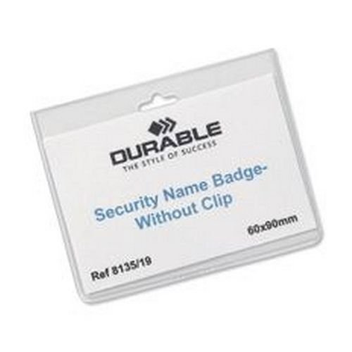 Durable Security Name Badge Without Strap 60x90mm Transparent Pack 20