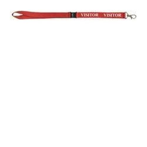 Durable Textile Badge Necklace 20mm With Clip Visitor Red Pack 10