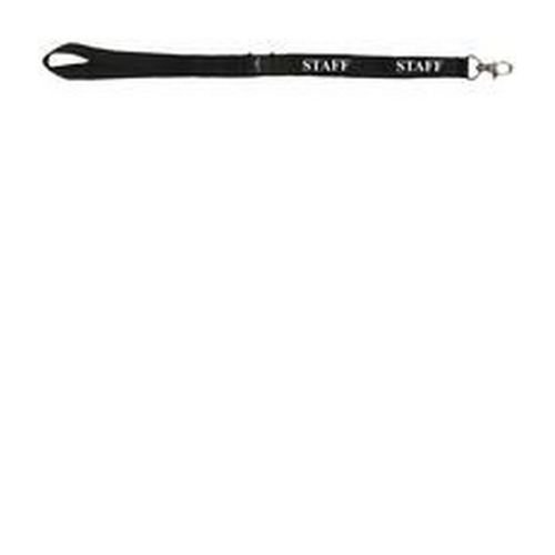 Durable Textile Badge Necklace 20mm With Clip Staff Black Pack 10