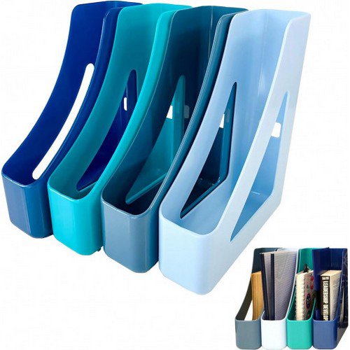 Deflecto Cool Breeze A4 Magazine Files Deep Blue and Aqua (Pack 4) - CP038YTCB