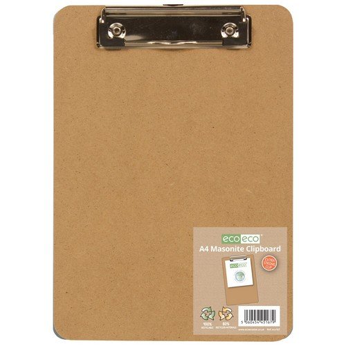 A4 80% Recycled Low Profile Clip Masonite Clipboard