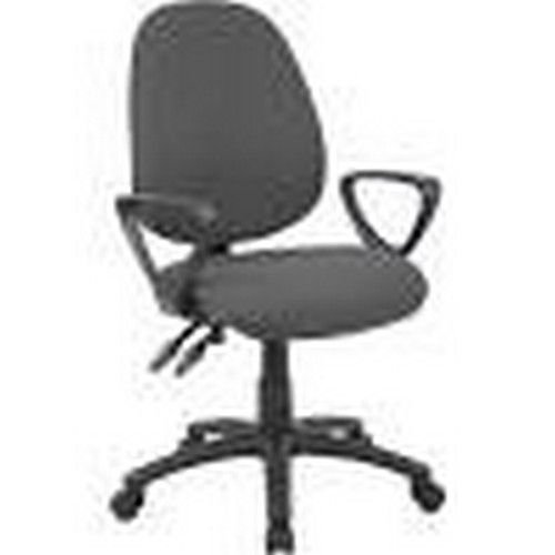 Vantage Fabric 2 Lever Operator Chair Gas Height Adjustment Fixed Arms Charcoal