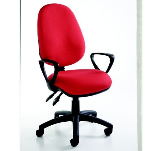 Vantage Fabric 2 Lever Operator Chair Gas Height Adjustment Fixed Arms Burgundy
