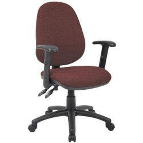 Vantage Fabric 2 Lever Operator Chair Gas Height Adjustment Adjustable Arms Burgundy