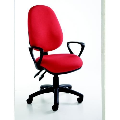 Vantage Fabric 2 Lever Operator Chair Gas Height Adjustment Fixed Arms Red
