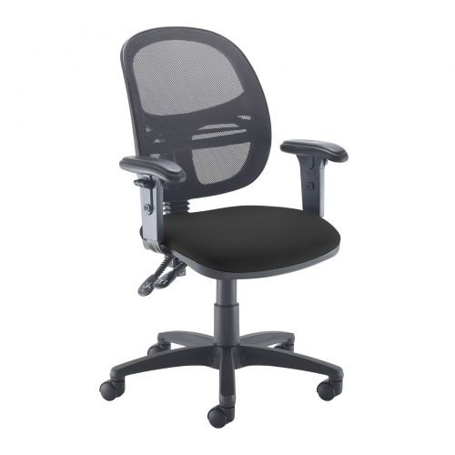 Jota Mesh Medium Back Operators Chair With Adjustable Arms  Black