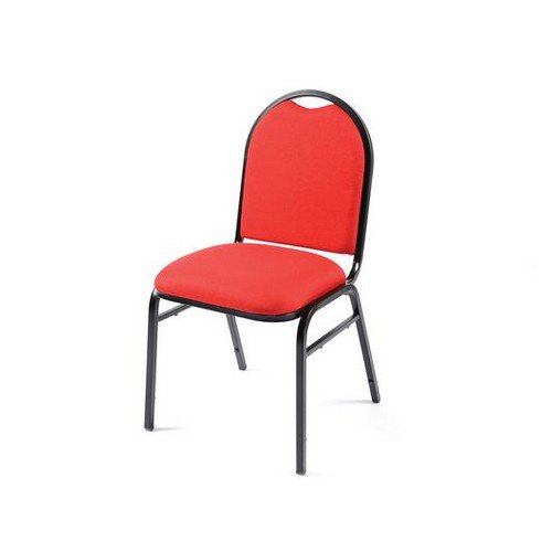 Grosvenor Stacking Upholstered Chair Red Fabric Black Frame