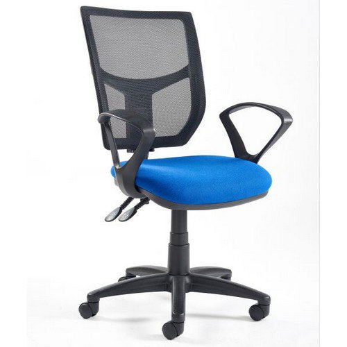 Altino Mesh Back Chair Fixed Arms In Colbalt High Back Mech Pcb Manual Back Height Cmhr Foam
