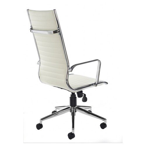 Bari Leather Faced Executive Swivl Chair White Contemporary Design