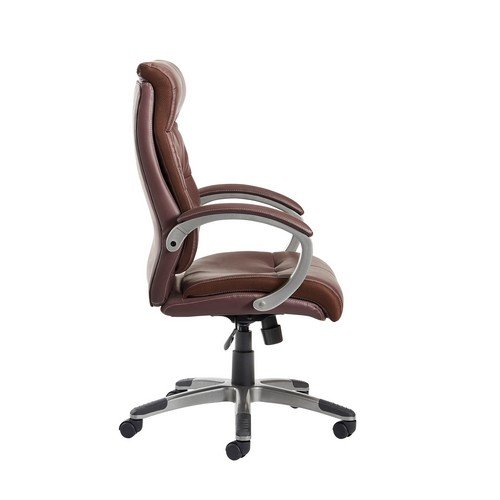 Catania High Back Managers Chair Brown Leather Faced