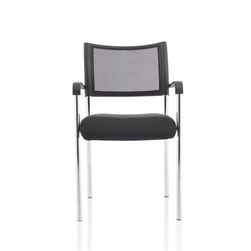 Brunswick Visitor Chair Black Fabric With Arms Chrome Frame