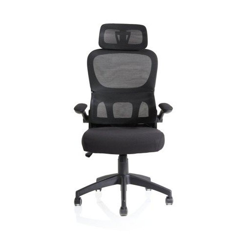Iris Task Operator Black Mesh Back Fabric Seat With Headrest