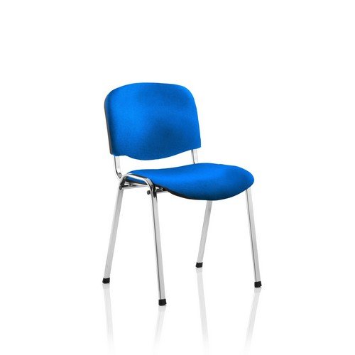 ISO Stacking Chair Blue Fabric Chrome Frame (MOQ of 4 - Priced Individually)