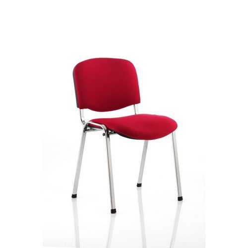 ISO Stacking Chair Wine Fabric Chrome Frame (MOQ of 4 - Priced Individually)