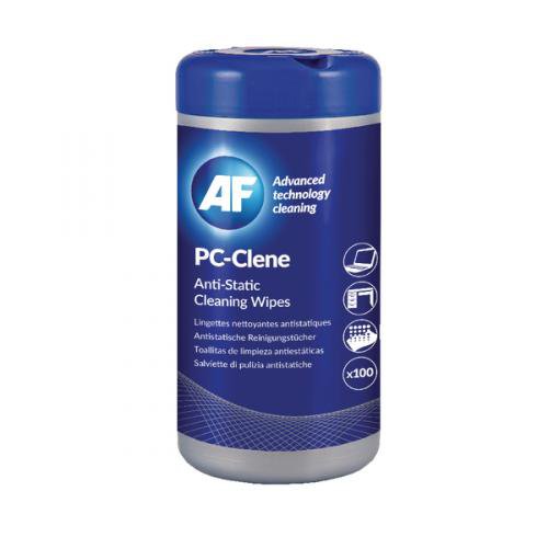 AF PC Clene Anti-Static General Purpose Wipes In Tub Non-Flammable Pack 100