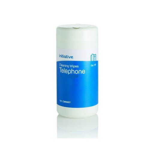 Initiative Premoistened Hygienic Telephone Wipes Tub of 100