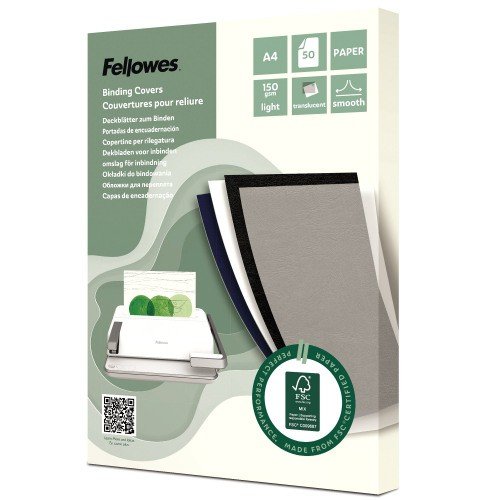 Fellowes FSC Translucent A4 Binding Covers Light Duty Pack of 50