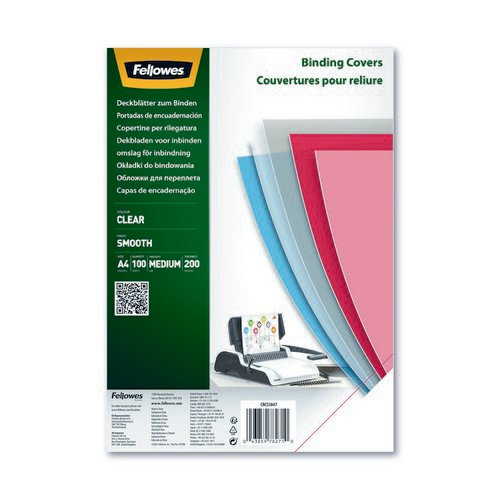 Fellowes Binding Covers 200m Pet Pack 100