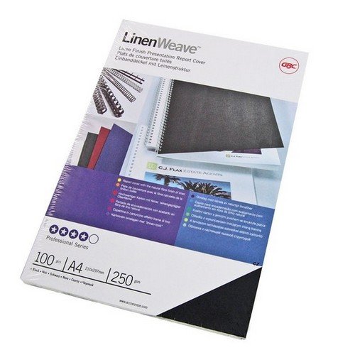 GBC Linen Weave Binding Covers 250gsm A4 Black Pack of 100