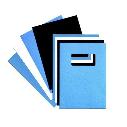 GBC Binding Cover Leather Grain Window A4 Black Pack 25