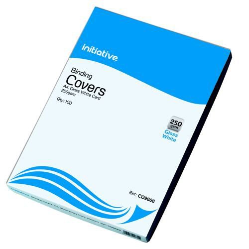 Initiative Cardboard Binding Covers A4 250gsm Plain White Pack 100