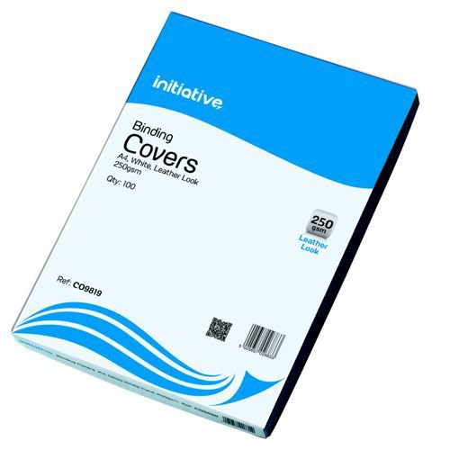 Initiative Leather Look Binding Covers A4 White Pack 100