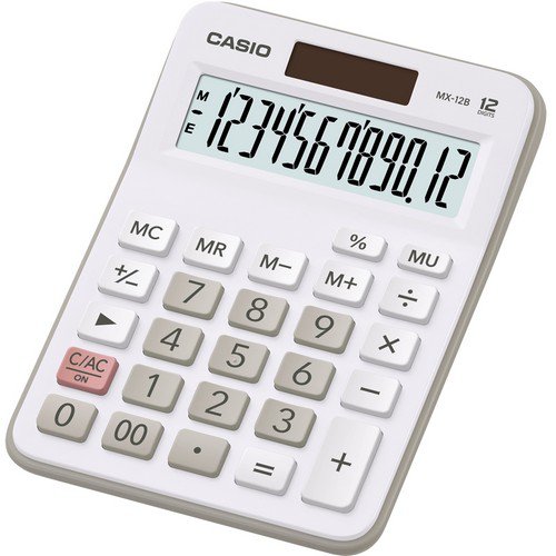 Casio MX12B 12 Digit Basic Calculator White MX12B-WE Desktop Calculators CT2401