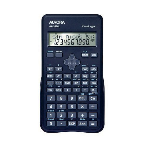 Aurora Black 2-Line Scientific Calculator (2 line display shows both sum and answer)