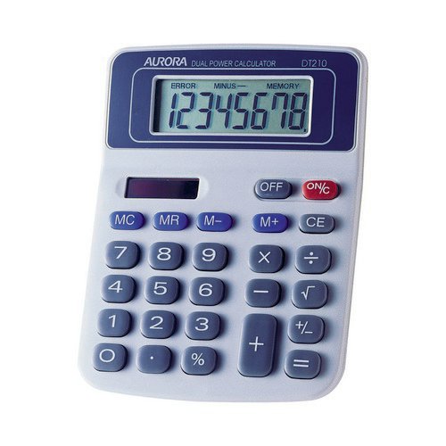 Aurora White/Blue 8-Digit Semi-Desk Calculator