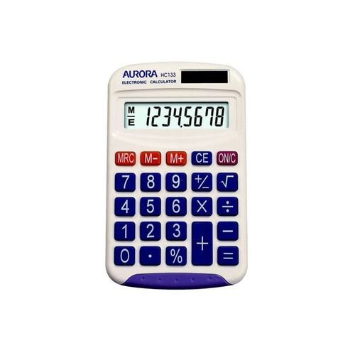 Aurora HC133 Handheld Calculator Battery/Solar-power 8 Digit 3 Key Memory