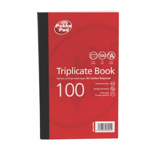 Pukka Plain Ruled Triplicate Book 216 X 130mm