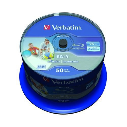 Verbatim Bluray Inkjet Printable 25GB Pack 50 CD, DVD & Blu-Ray Disks DK9626