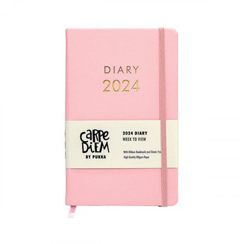 Pukka Pad Carpe Diem 2024 Diary Softcover 130x210mm Pink 9807CD Desk Diaries DR1106