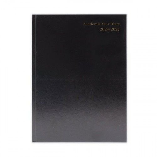 Academic Diary Day Per Page A4 Black 2024-25 KF1A4ABK24 Desk Diaries DR1109