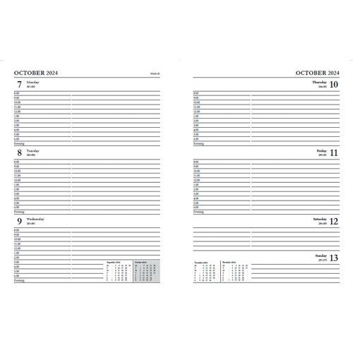 Academic Diary Week To View A4 Black 2024-25 KF3A4ABK24 Desk Diaries DR1115