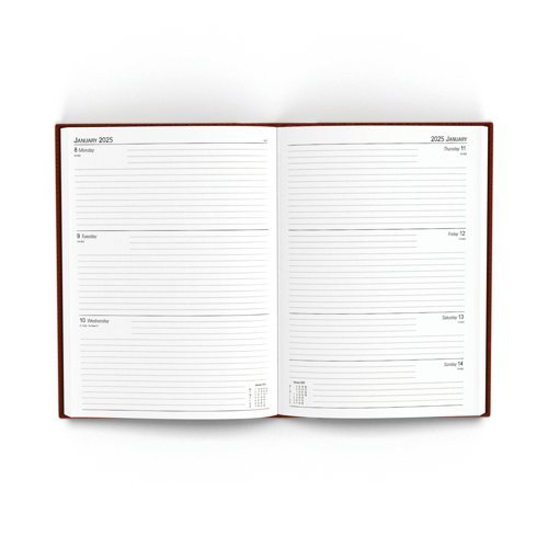 Desk Diary Wtv A4 Burgundy 2025 Desk Diaries DR1132