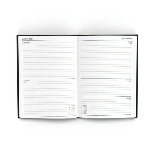 Desk Diary 2 Dpp A5 Black 2025 Desk Diaries DR1142