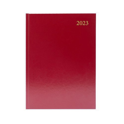 2023 Diary A4 Day Per Page Appointment Burgundy