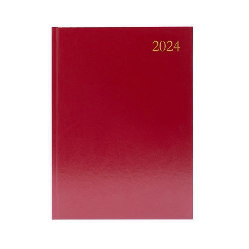 2024 Diary A4 Day Per Page Burgundy