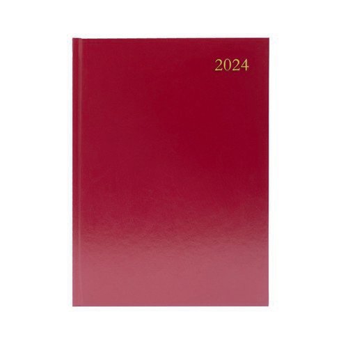 2024 Diary A4 Day Per Page Appointment Burgundy