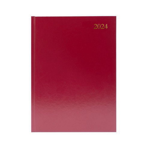 2024 Diary A4 2 Days Per Page Burgundy